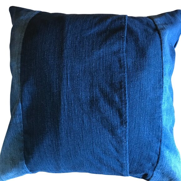 Mushroom Pillow Cover Handmade 18 x18 Whimsical Fungi Cottagecore Recycled Denim - Picture 4 of 9